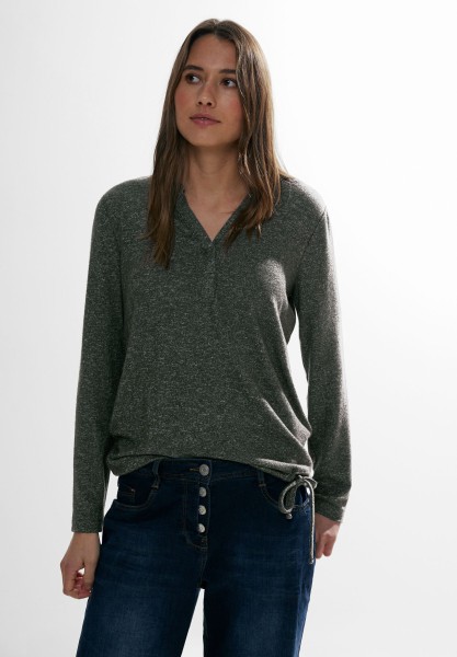 Shirt | Blusen Langarmshirts DAMEN Melange Shirts - | MODE melange & | | khaki | dynamic Bekleidung