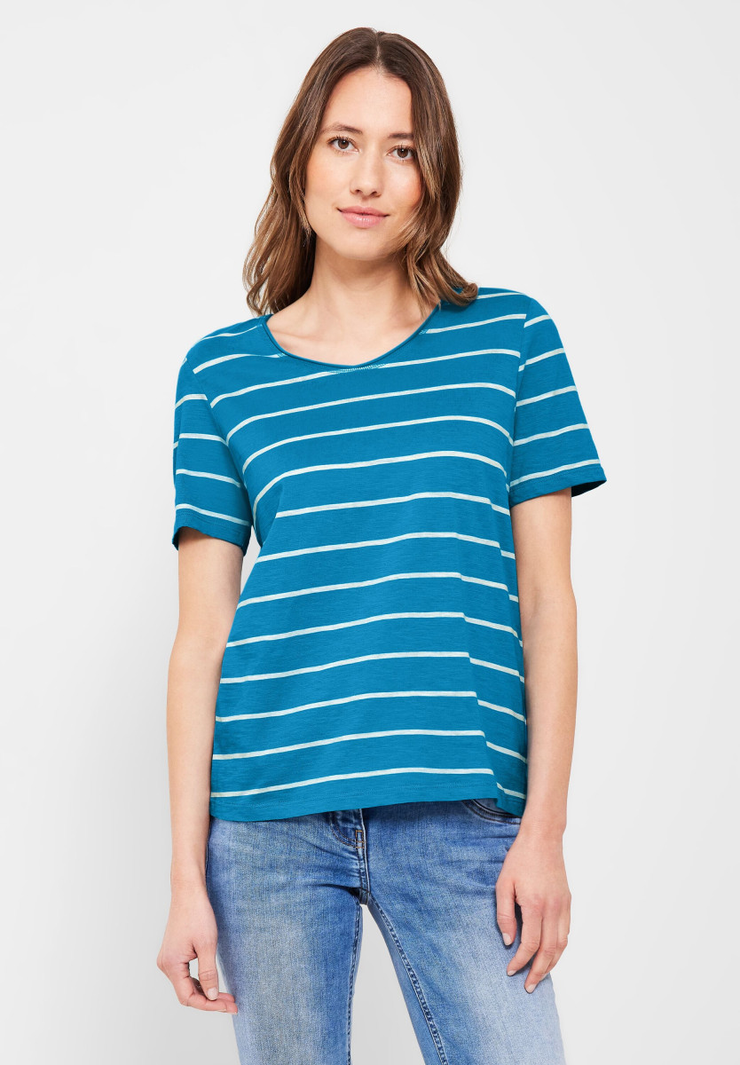 deep | Streifenmuster | T-Shirt | Blusen Langarmshirts & Shirts - | Bekleidung mit MODE | blue DAMEN